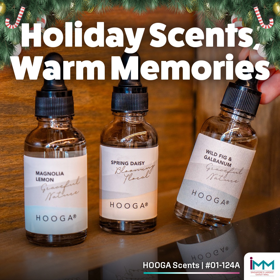 A beautifully arranged display of HOOGA Scents home fragrance products