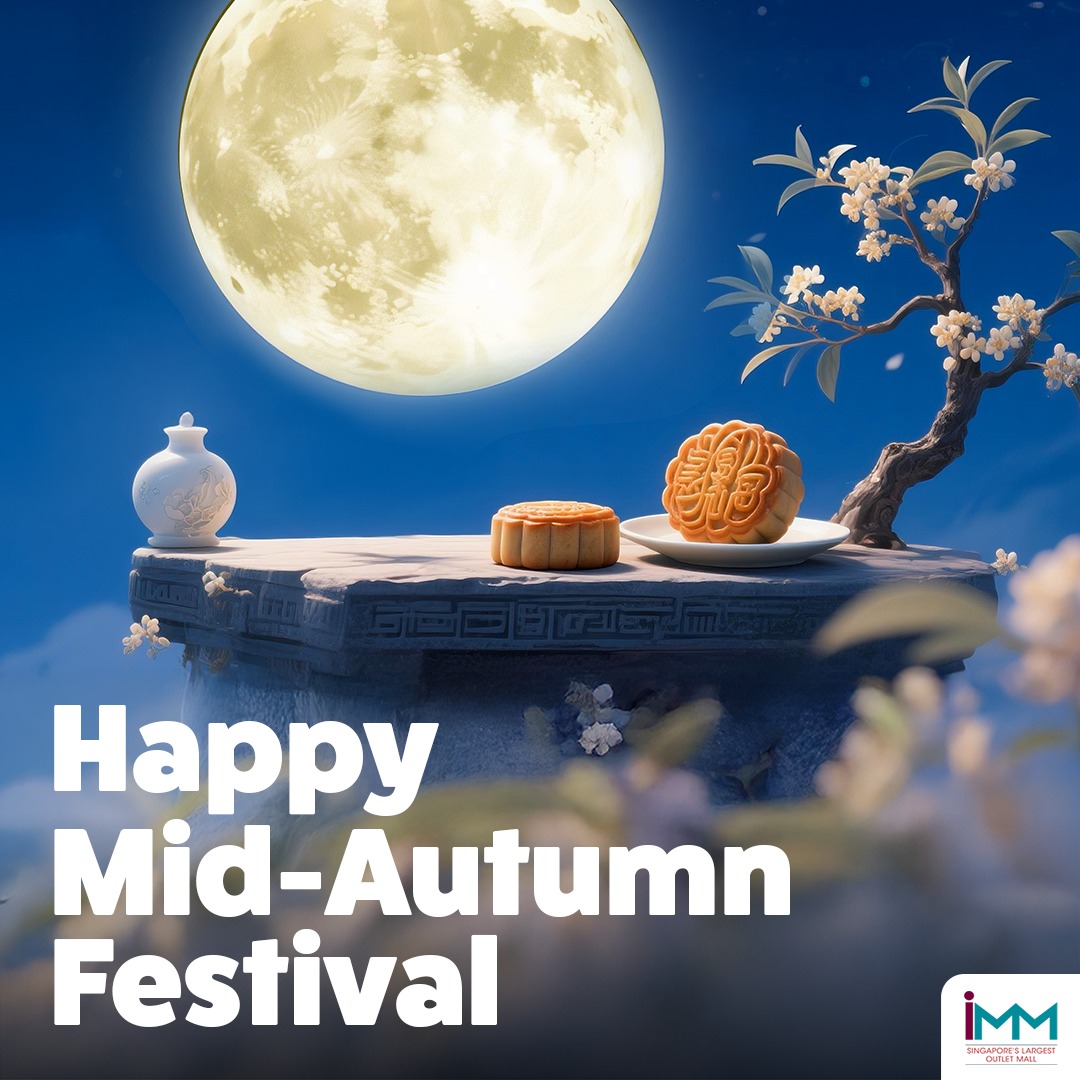 Festive decorations and mooncakes celebrating Mid-Autumn Festival at IMM Outlet Mall