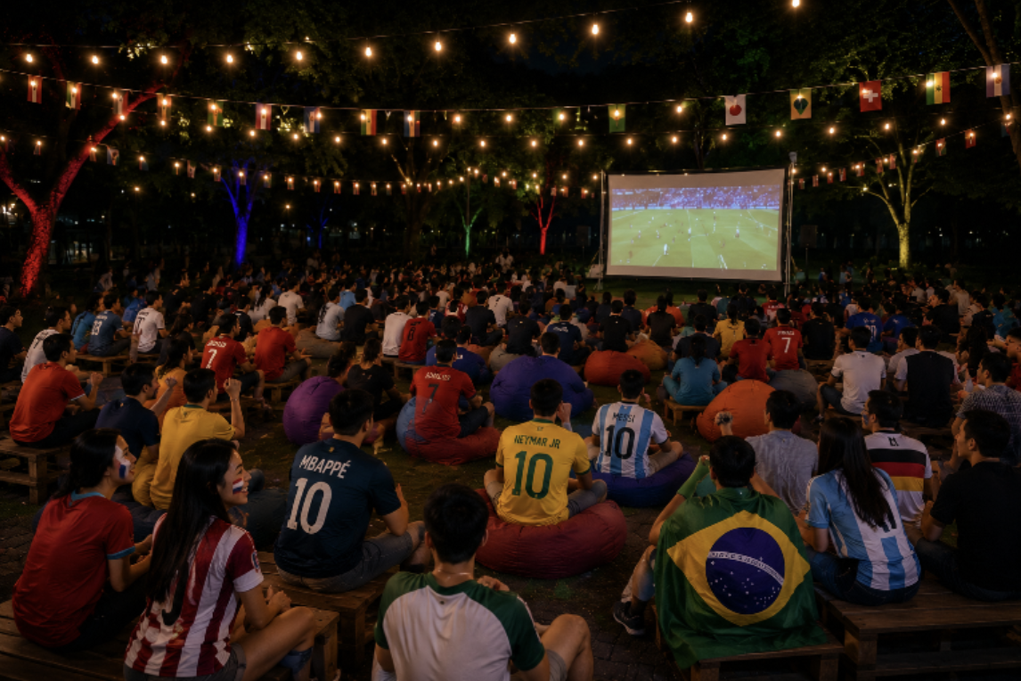 SAFRA Football Bonanza 2026 live screening at SAFRA Jurong Level 1 Atrium
