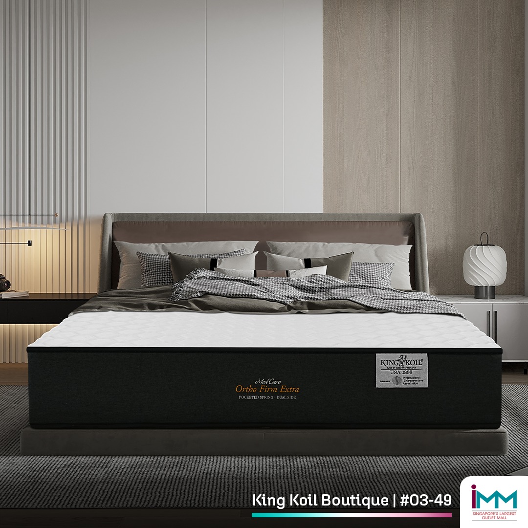 Close-up of a luxurious King Koil mattress texture, highlighting comfort and support features.