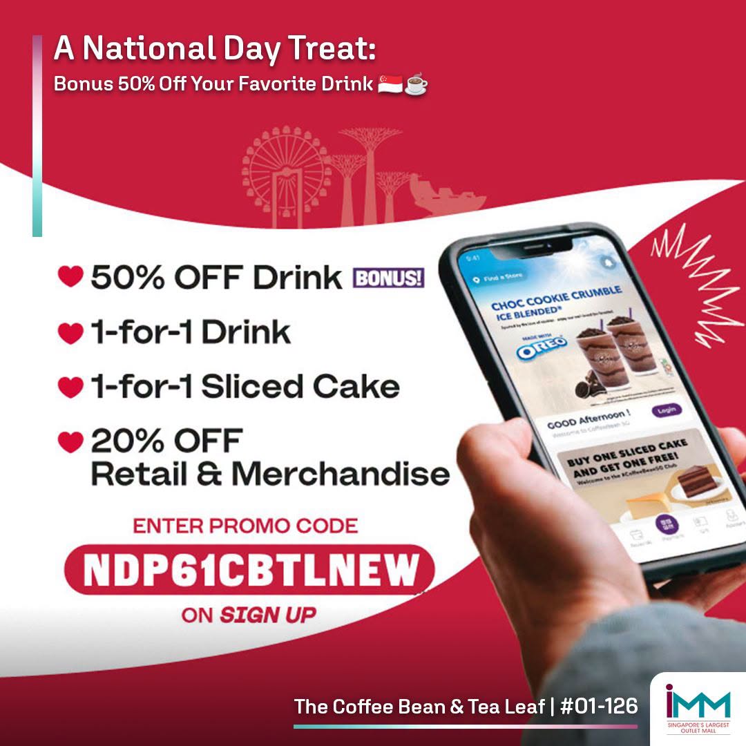 The Coffee Bean and Tea Leaf promotions at IMM
