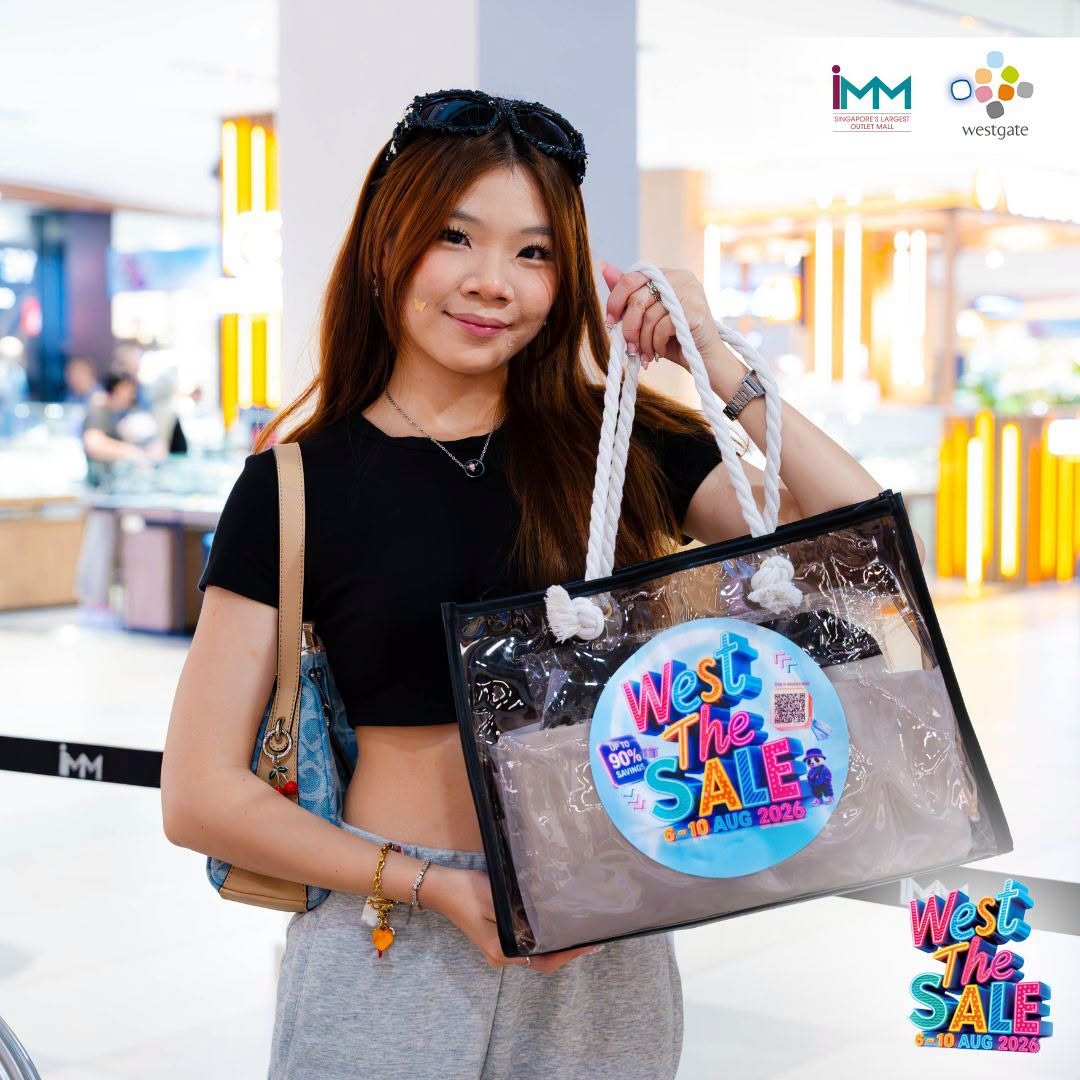 West The Sale tote bags with 90% off sticker
