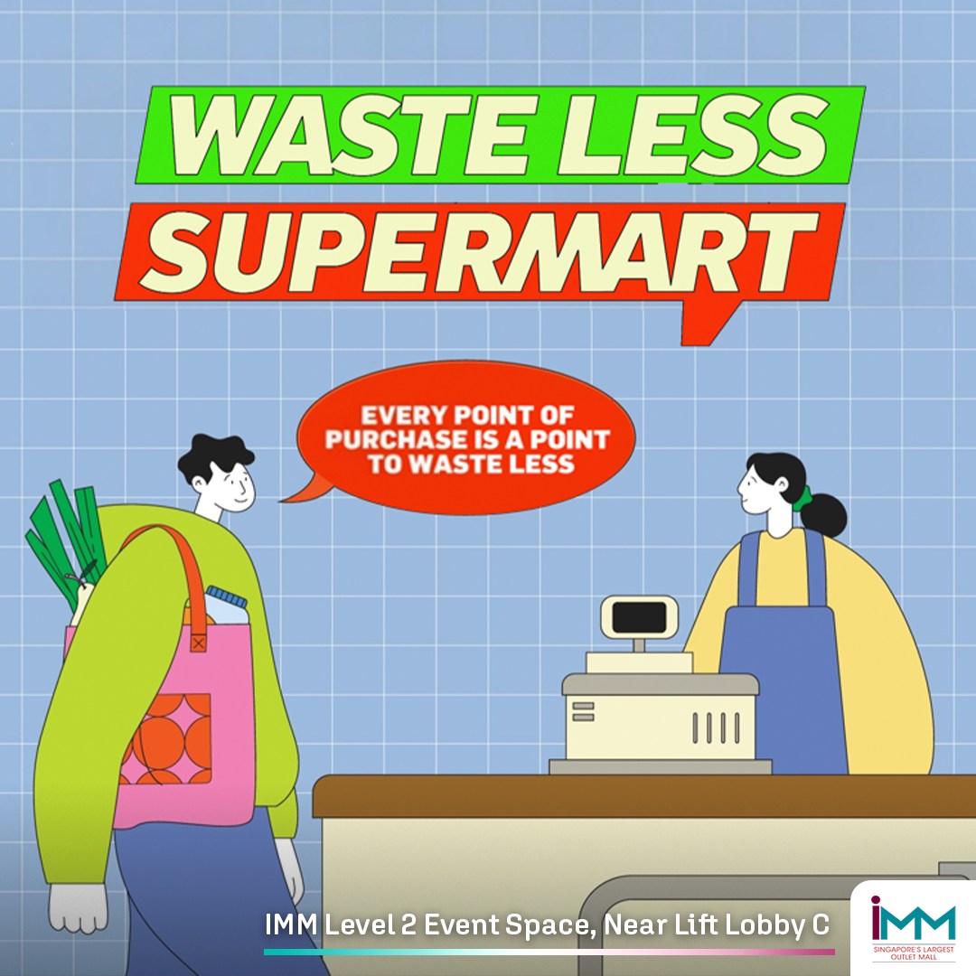 Waste Less Supermart Pop-Up event banner promoting sustainable activities.