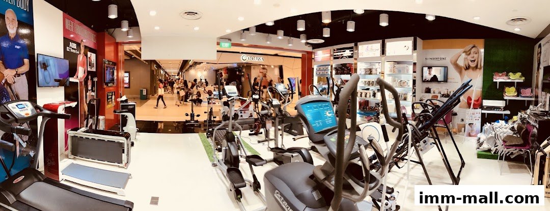 Interior view of AIBI fitness store showcasing treadmills, ellipticals, and other exercise equipment.