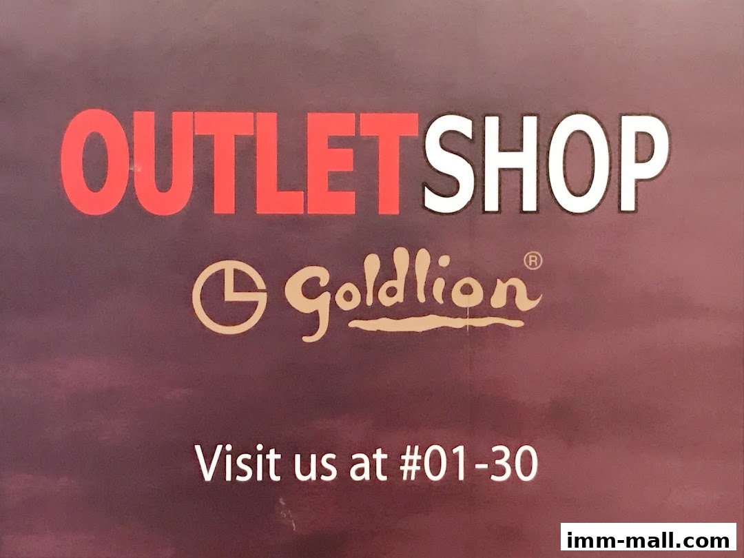Signage for Goldlion Outlet Shop, indicating unit number #01-30.