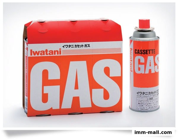 A pack of Iwatani cassette gas canisters and one individual canister.
