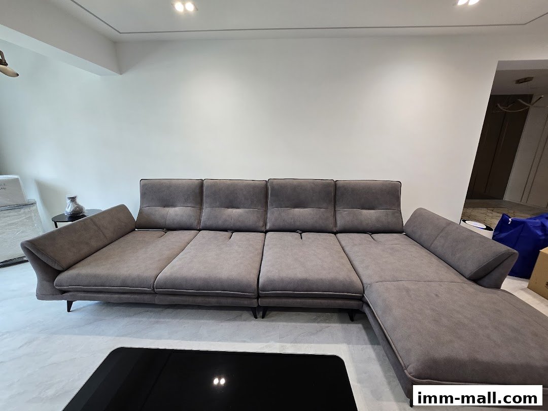 A spacious sectional sofa in a modern living room setting.