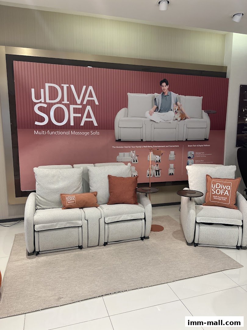 OSIM shop interior featuring the uDIVA SOFA, a multi-functional massage sofa.