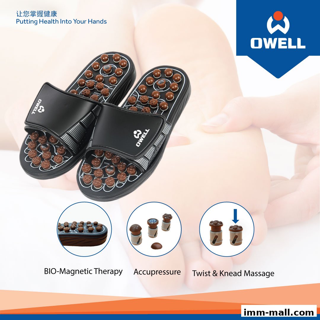 Owell acupressure sandals with bio-magnetic therapy and massage features.