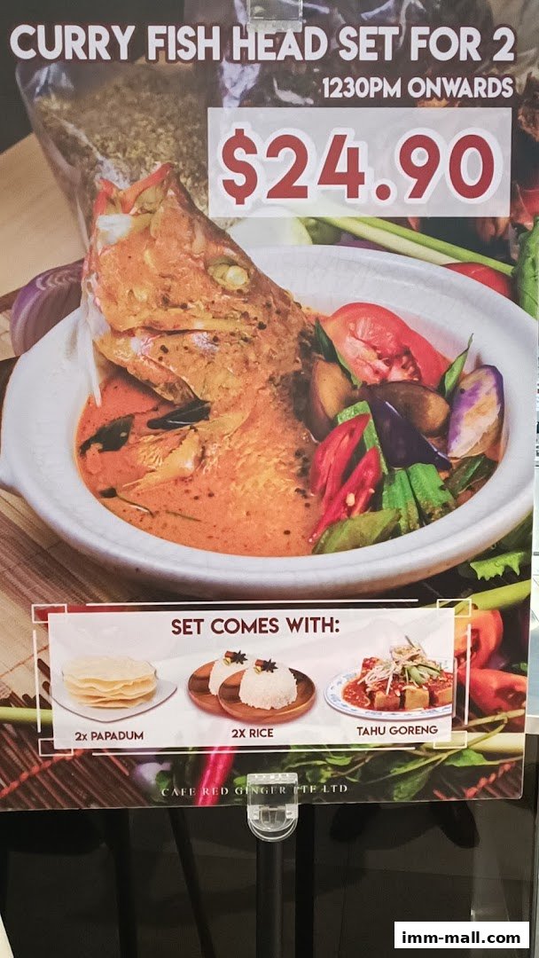 A promotional image for a Curry Fish Head Set for 2 at Red Ginger.