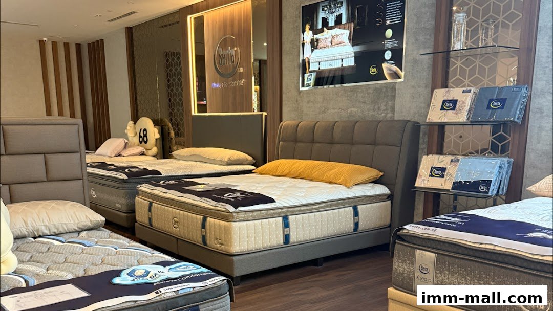Interior view of a Serta Sleep Center showcasing various Serta mattresses and bedding.