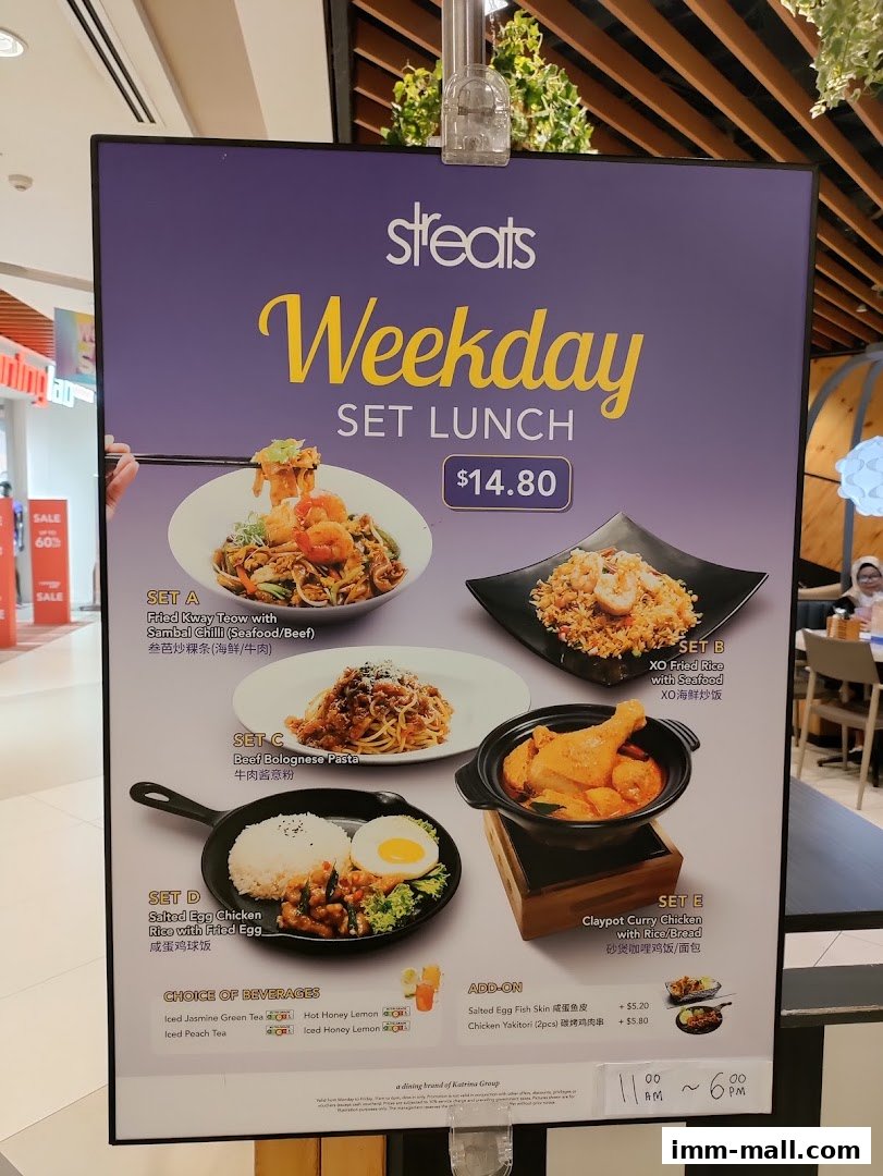 A menu board advertising Streats' Weekday Set Lunch for $14.80.