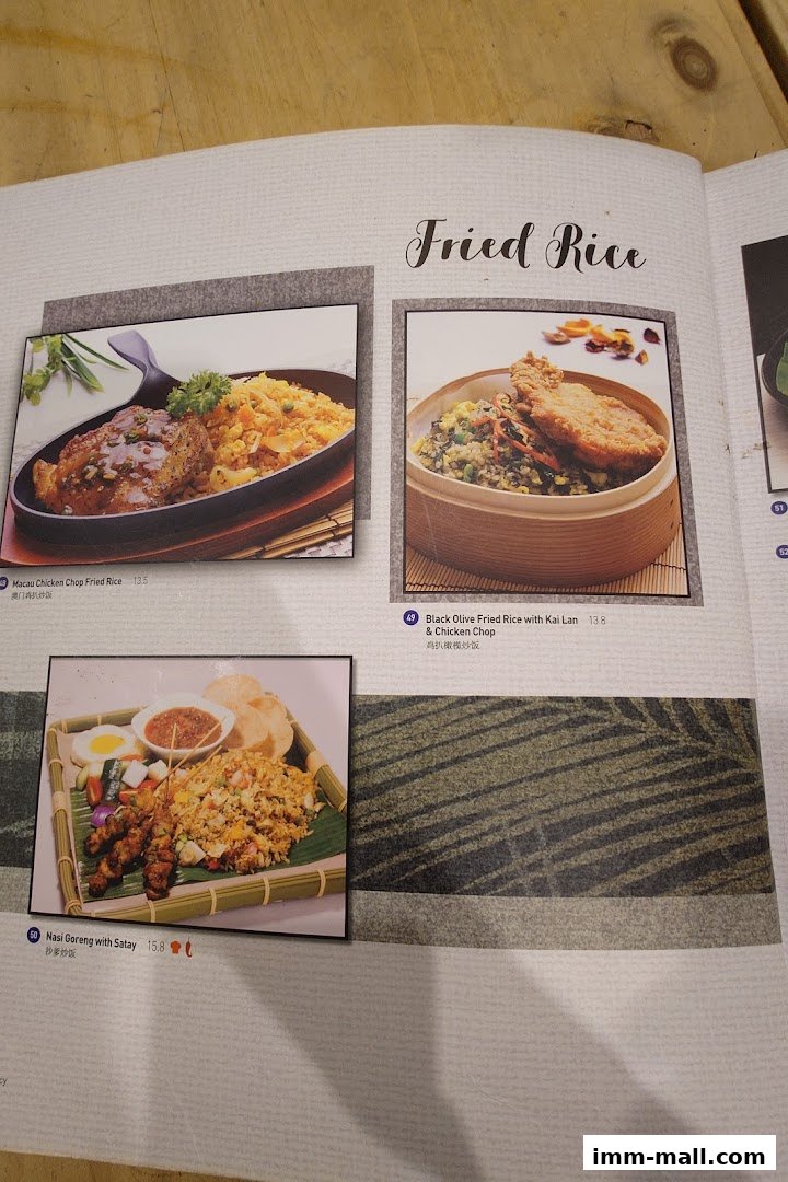 A menu page showcasing various fried rice dishes with accompanying images.