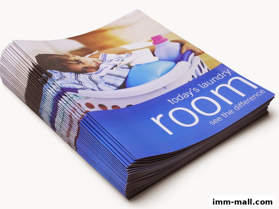 A stack of brochures featuring a child and laundry products with the text 'today's laundry room'.