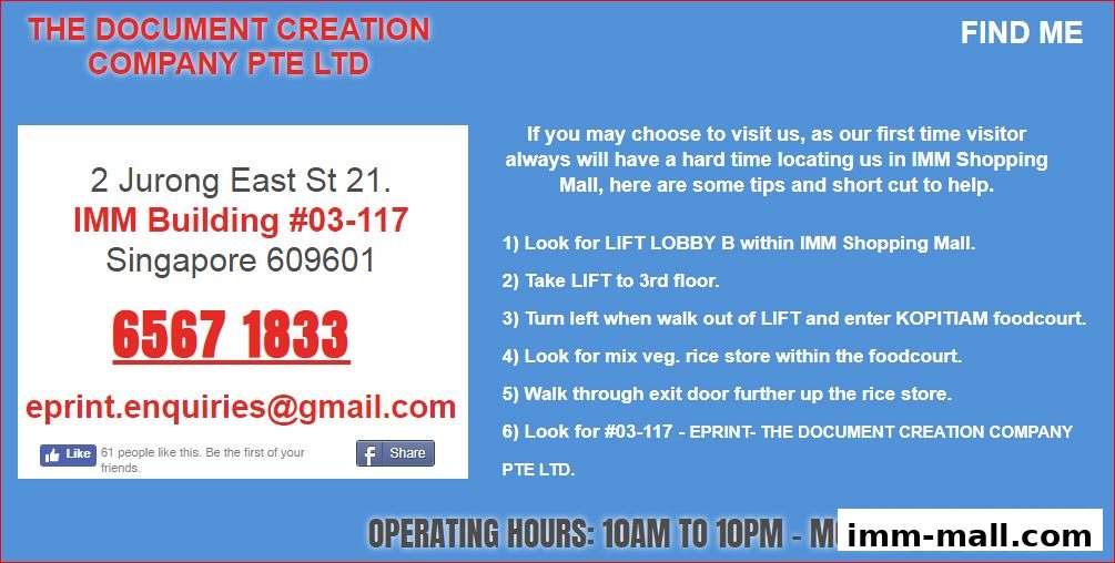 Contact information and directions for The Document Creation Company Pte. Ltd.