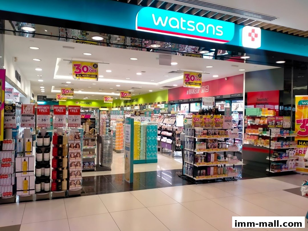 The entrance of a Watsons store, showcasing various health and beauty products and promotions.