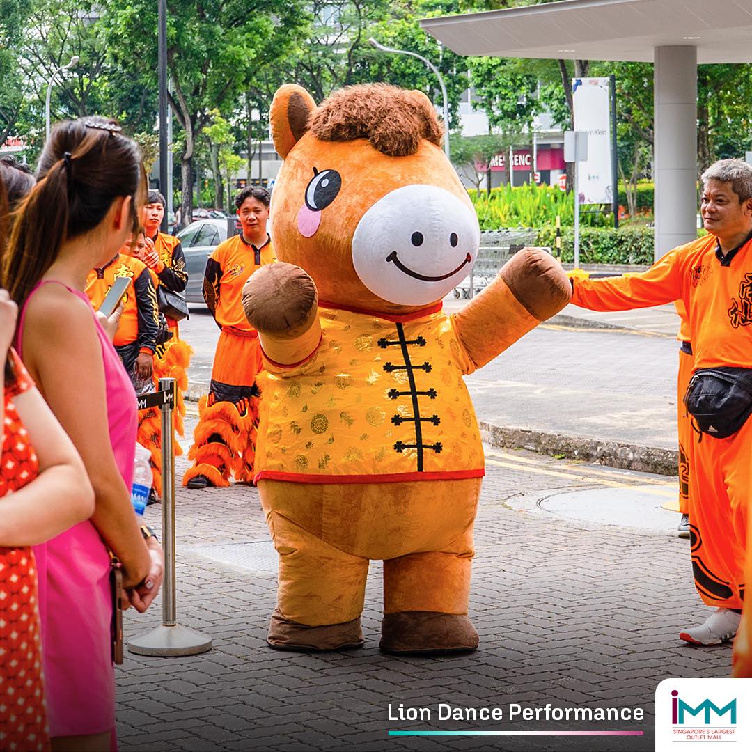 The vibrant lion dance performance in action at IMM