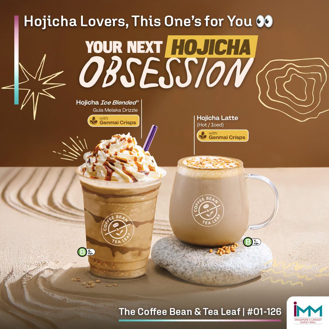 The Coffee Bean and Tea Leaf Hojicha drinks at IMM