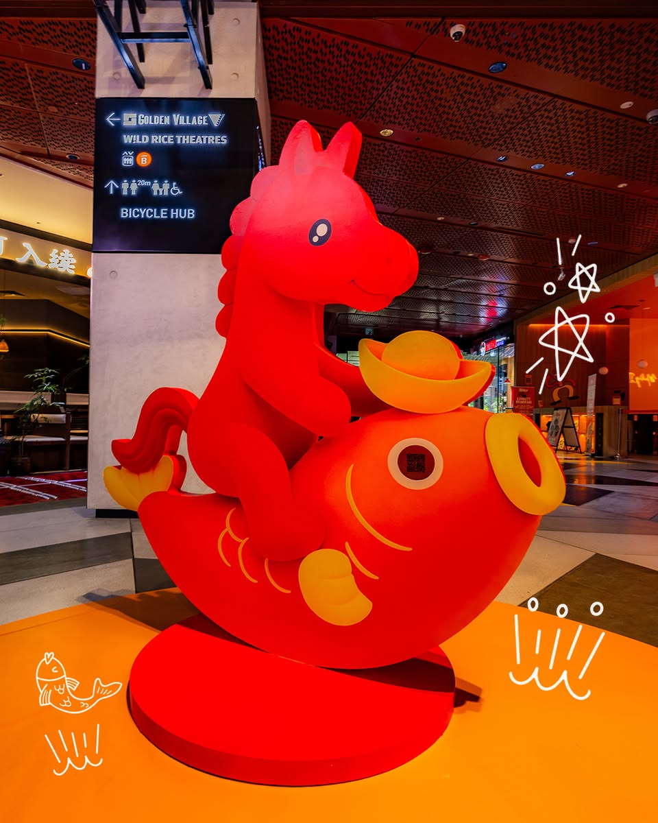 Visitors enjoying the interactive horse installations