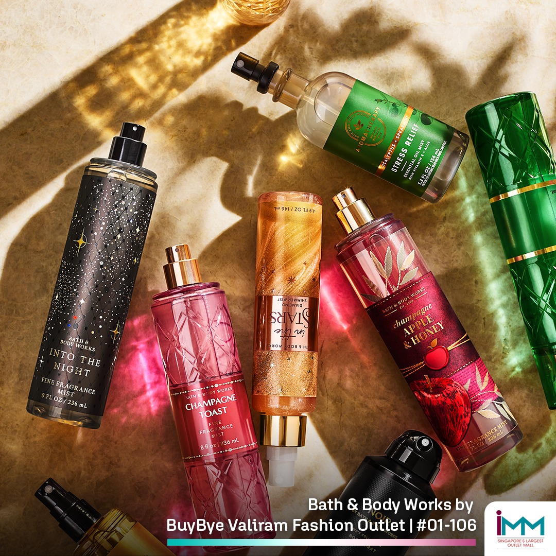 Various Bath & Body Works fragrance products displayed